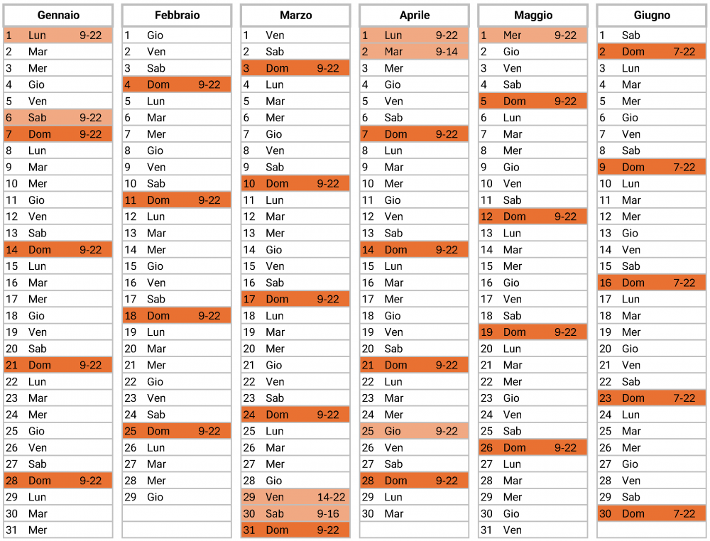 calendario divieti circolazione 2024