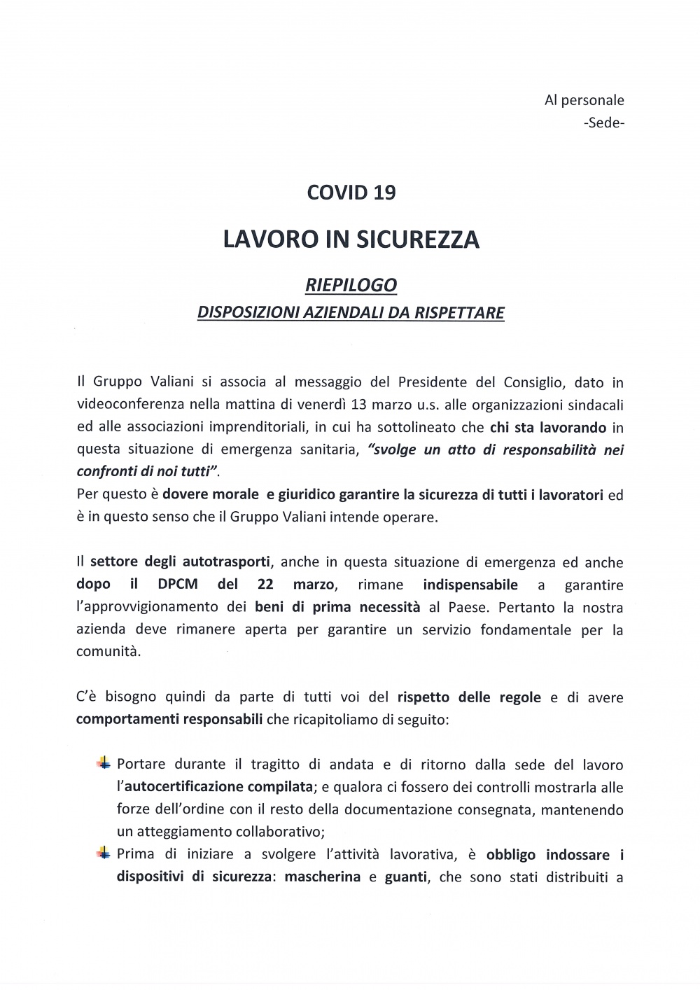 emergenza coronavirus gruppo valiani