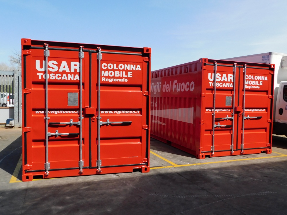 verniciatura allestimento container vigili del fuoco