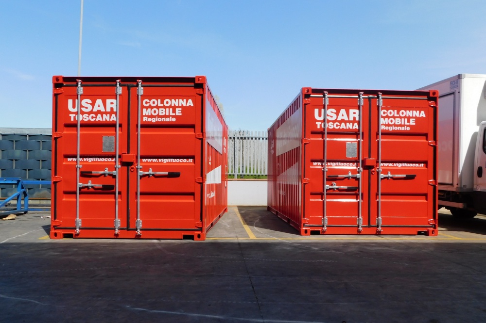 verniciatura allestimento container vigili del fuoco