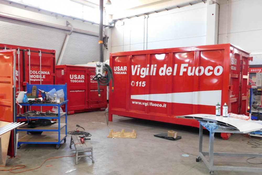 verniciatura container vigili del fuoco